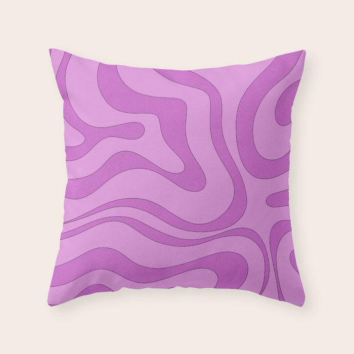 Modern Retro Liquid Swirl Funky Abstract Pattern in Danish Pastel Purple Throw Pillow Gallery Image 6