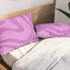 Modern Retro Liquid Swirl Funky Abstract Pattern in Danish Pastel Purple Pillow Sham Gallery Image 2
