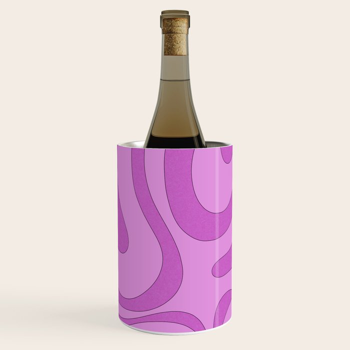 Modern Retro Liquid Swirl Funky Abstract Pattern in Danish Pastel Purple Wine Chiller Gallery Image 3