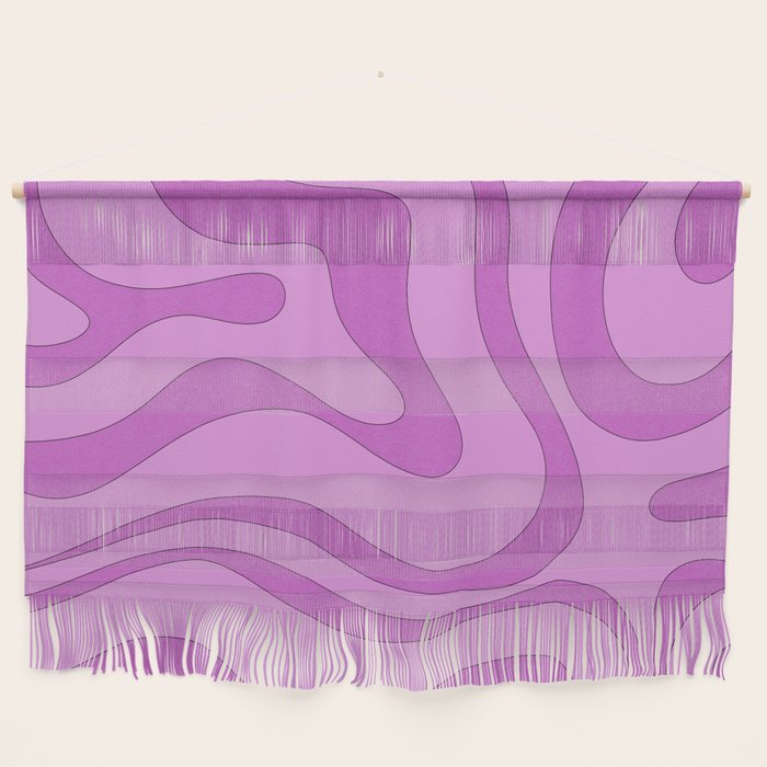 Modern Retro Liquid Swirl Funky Abstract Pattern in Danish Pastel Purple Wall Hanging Gallery Image 1