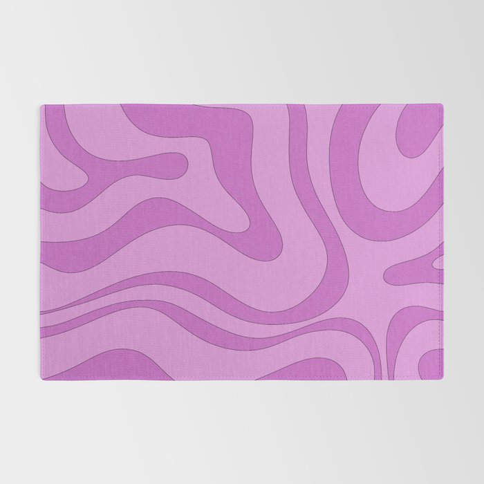 Modern Retro Liquid Swirl Funky Abstract Pattern in Danish Pastel Purple Rug Gallery Image 2