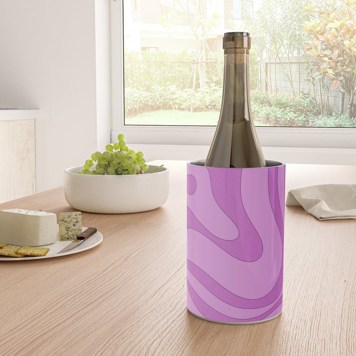 Modern Retro Liquid Swirl Funky Abstract Pattern in Danish Pastel Purple Wine Chiller Gallery Image 4