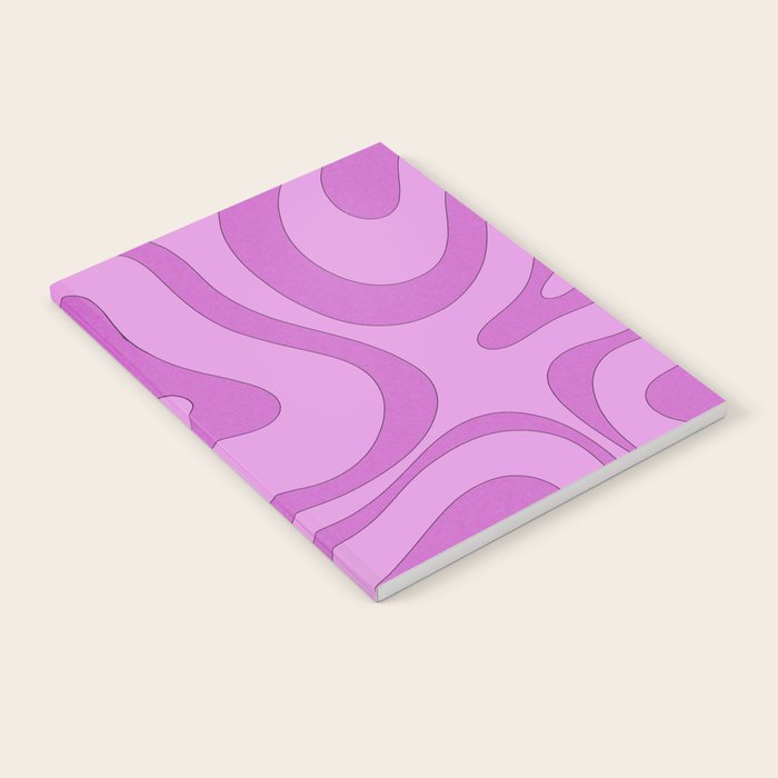 Modern Retro Liquid Swirl Funky Abstract Pattern in Danish Pastel Purple Notebook Gallery Image 1