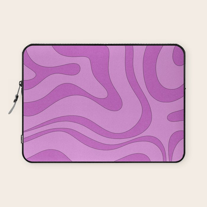Modern Retro Liquid Swirl Funky Abstract Pattern in Danish Pastel Purple Laptop Sleeve Gallery Image 1