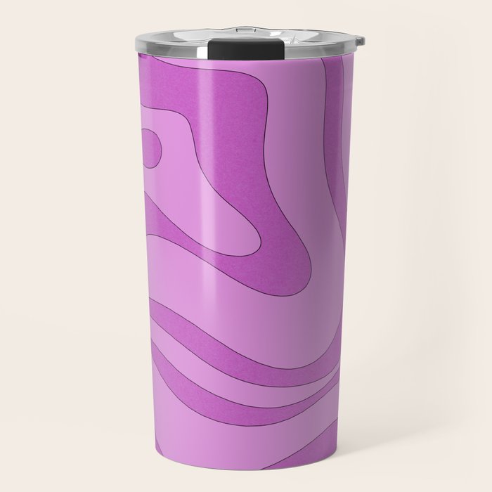 Modern Retro Liquid Swirl Funky Abstract Pattern in Danish Pastel Purple Travel Mug Gallery Image 1