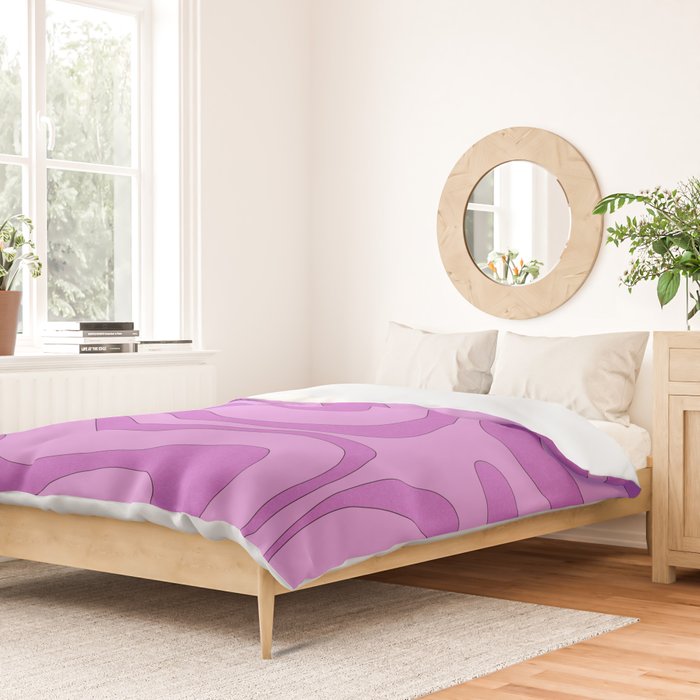 Modern Retro Liquid Swirl Funky Abstract Pattern in Danish Pastel Purple Duvet Cover Gallery Image 2