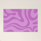 Modern Retro Liquid Swirl Funky Abstract Pattern in Danish Pastel Purple Welcome Mat Gallery Image 1