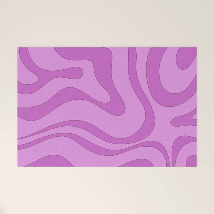 Modern Retro Liquid Swirl Funky Abstract Pattern in Danish Pastel Purple Welcome Mat Gallery Image 1