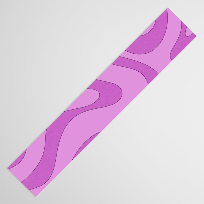 Modern Retro Liquid Swirl Funky Abstract Pattern in Danish Pastel Purple Table Runner Gallery Image 3