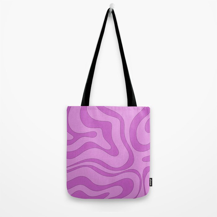 Modern Retro Liquid Swirl Funky Abstract Pattern in Danish Pastel Purple Tote Bag Gallery Image 2