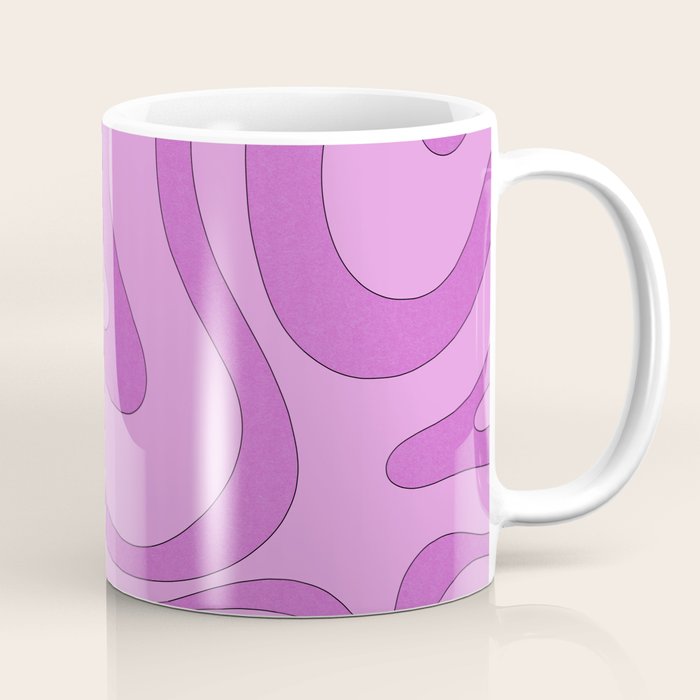 Modern Retro Liquid Swirl Funky Abstract Pattern in Danish Pastel Purple Coffee Mug Gallery Image 1