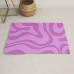 Modern Retro Liquid Swirl Funky Abstract Pattern in Danish Pastel Purple Rug Gallery Image 1