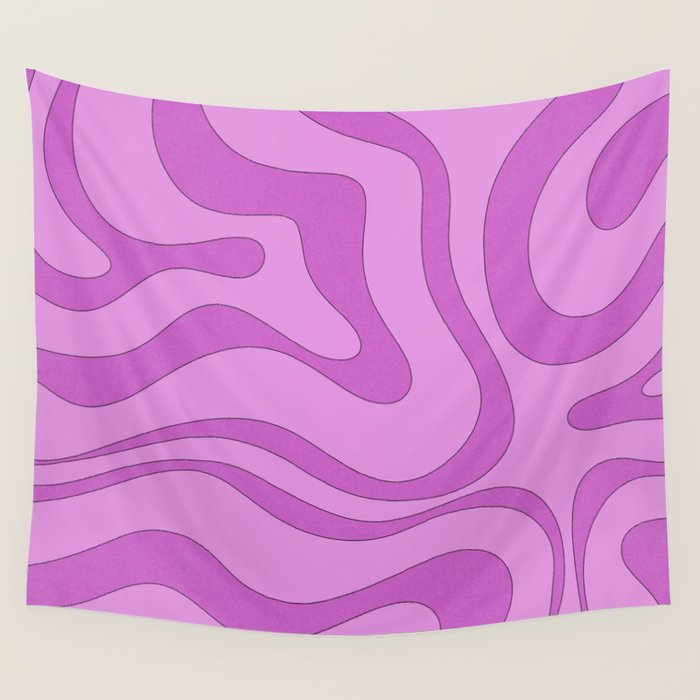 Modern Retro Liquid Swirl Funky Abstract Pattern in Danish Pastel Purple Wall Tapestry Gallery Image 4