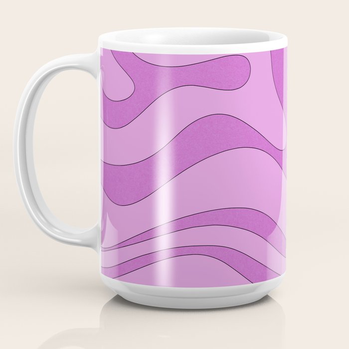 Modern Retro Liquid Swirl Funky Abstract Pattern in Danish Pastel Purple Coffee Mug Gallery Image 3