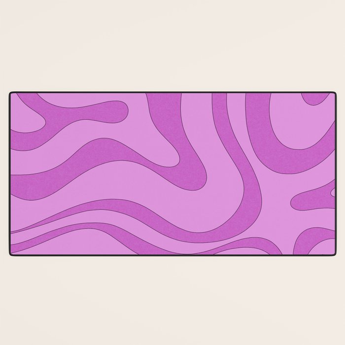 Modern Retro Liquid Swirl Funky Abstract Pattern in Danish Pastel Purple Desk Mat Gallery Image 3