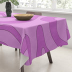 Modern Retro Liquid Swirl Funky Abstract Pattern in Danish Pastel Purple Tablecloth Gallery Image 3