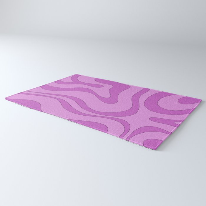 Modern Retro Liquid Swirl Funky Abstract Pattern in Danish Pastel Purple Rug Gallery Image 3