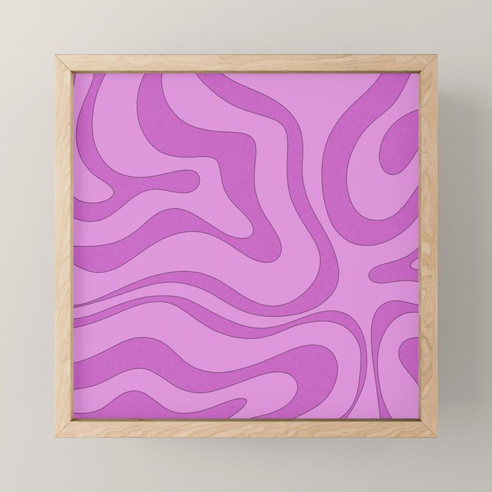 Modern Retro Liquid Swirl Funky Abstract Pattern in Danish Pastel Purple Mini Art Print Gallery Image 1