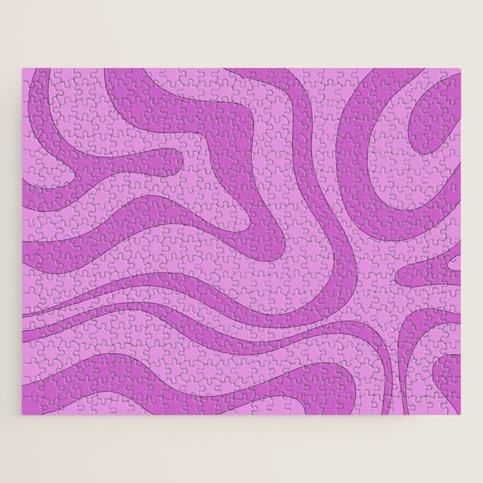 Modern Retro Liquid Swirl Funky Abstract Pattern in Danish Pastel Purple Jigsaw Puzzle Gallery Image 1