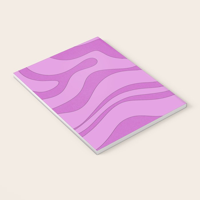 Modern Retro Liquid Swirl Funky Abstract Pattern in Danish Pastel Purple Notebook Gallery Image 3