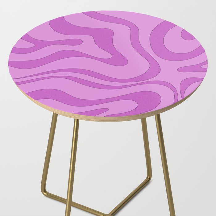Modern Retro Liquid Swirl Funky Abstract Pattern in Danish Pastel Purple Side Table Gallery Image 2