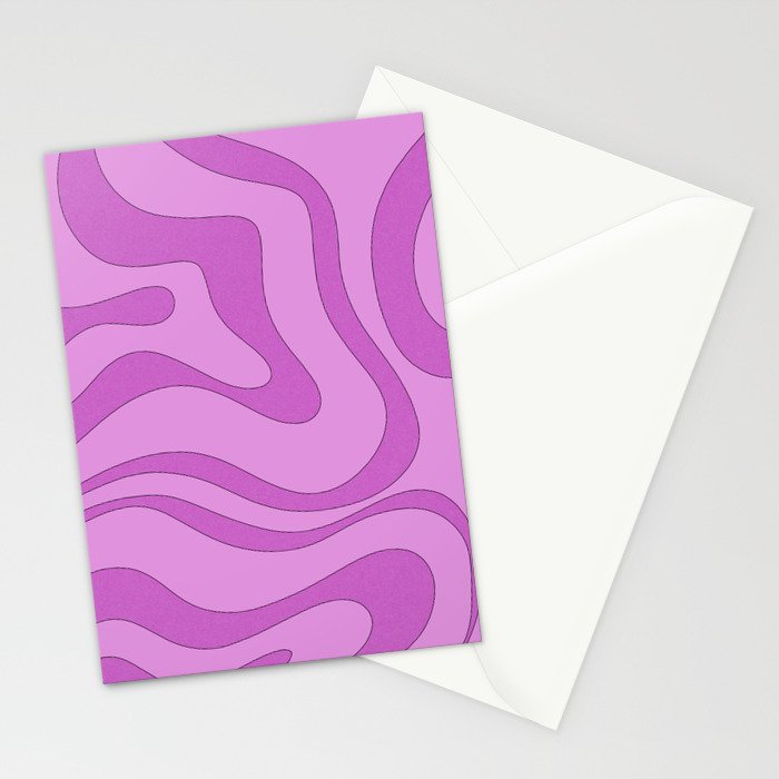 Modern Retro Liquid Swirl Funky Abstract Pattern in Danish Pastel Purple Stationery Card Gallery Image 2