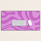 Modern Retro Liquid Swirl Funky Abstract Pattern in Danish Pastel Purple Desk Mat Gallery Image 1