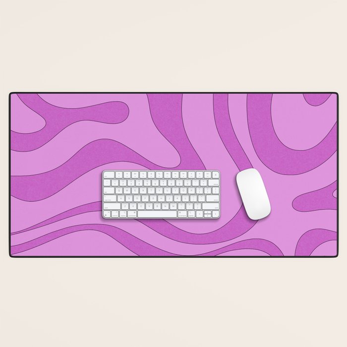 Modern Retro Liquid Swirl Funky Abstract Pattern in Danish Pastel Purple Desk Mat Gallery Image 1