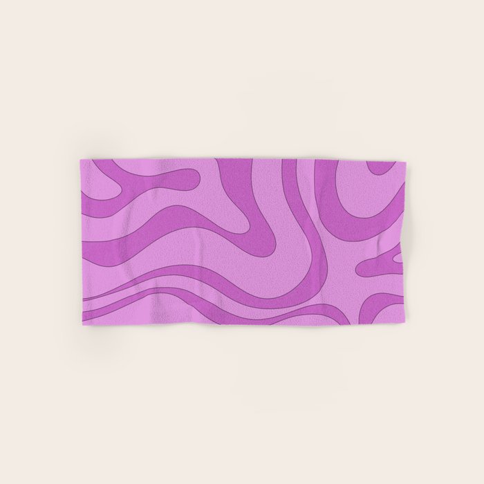 Modern Retro Liquid Swirl Funky Abstract Pattern in Danish Pastel Purple Bath Towel Gallery Image 1