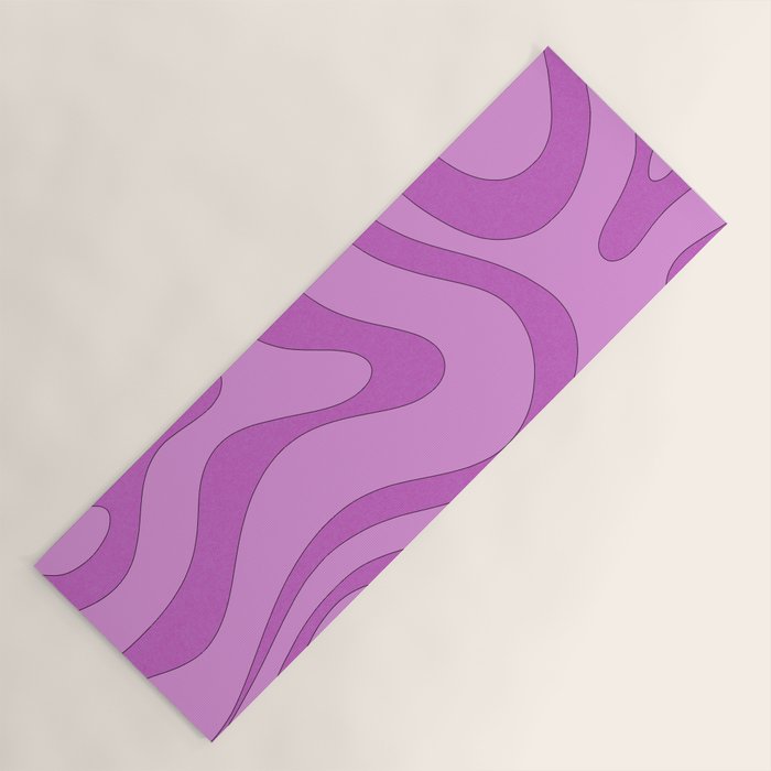 Modern Retro Liquid Swirl Funky Abstract Pattern in Danish Pastel Purple Yoga Mat Gallery Image 1