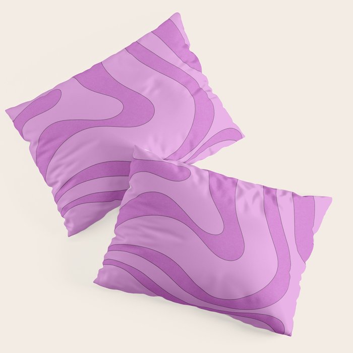 Modern Retro Liquid Swirl Funky Abstract Pattern in Danish Pastel Purple Pillow Sham Gallery Image 1