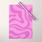 Modern Retro Liquid Swirl Funky Abstract Pattern in Danish Pastel Purple Wrapping Paper Gallery Image 1
