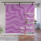 Modern Retro Liquid Swirl Funky Abstract Pattern in Danish Pastel Purple Wall Mural Gallery Image 1