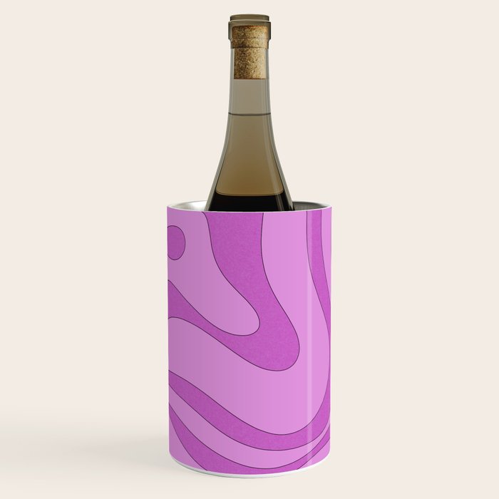 Modern Retro Liquid Swirl Funky Abstract Pattern in Danish Pastel Purple Wine Chiller Gallery Image 1