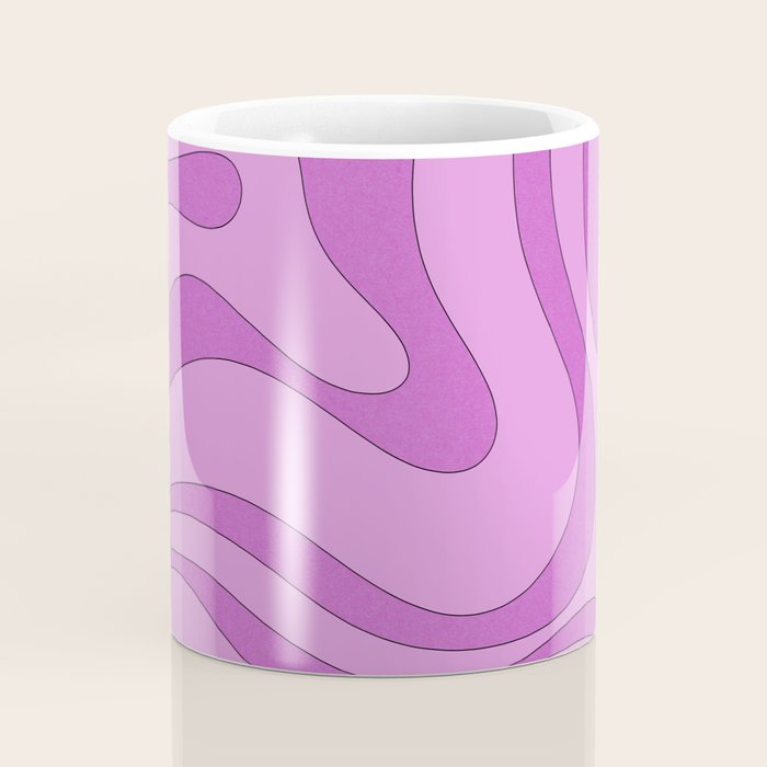 Modern Retro Liquid Swirl Funky Abstract Pattern in Danish Pastel Purple Coffee Mug Gallery Image 4