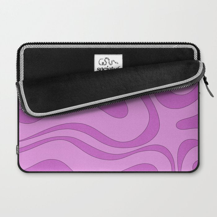 Modern Retro Liquid Swirl Funky Abstract Pattern in Danish Pastel Purple Laptop Sleeve Gallery Image 2