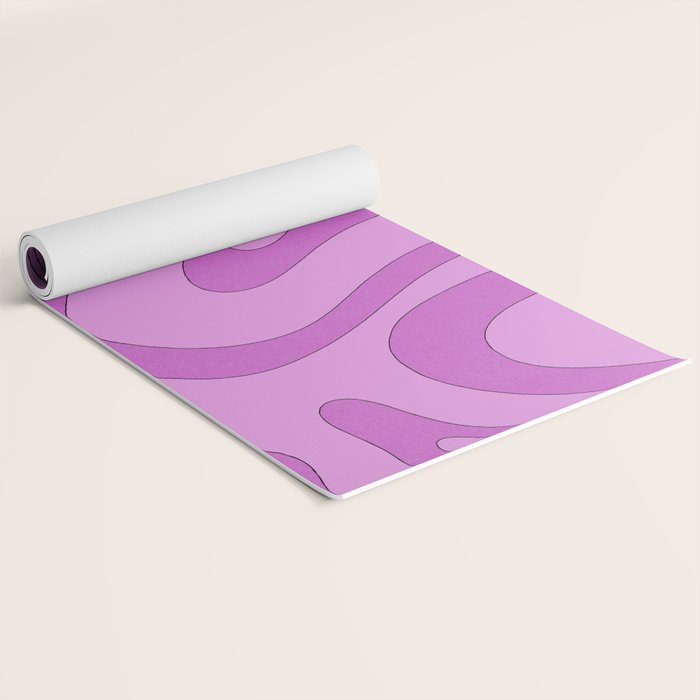 Modern Retro Liquid Swirl Funky Abstract Pattern in Danish Pastel Purple Yoga Mat Gallery Image 2