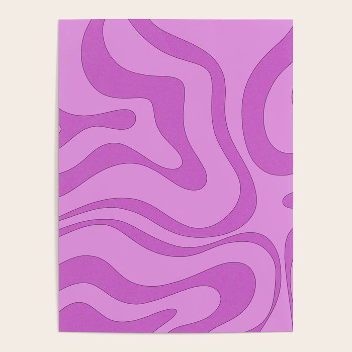 Modern Retro Liquid Swirl Funky Abstract Pattern in Danish Pastel Purple Poster Gallery Image 4