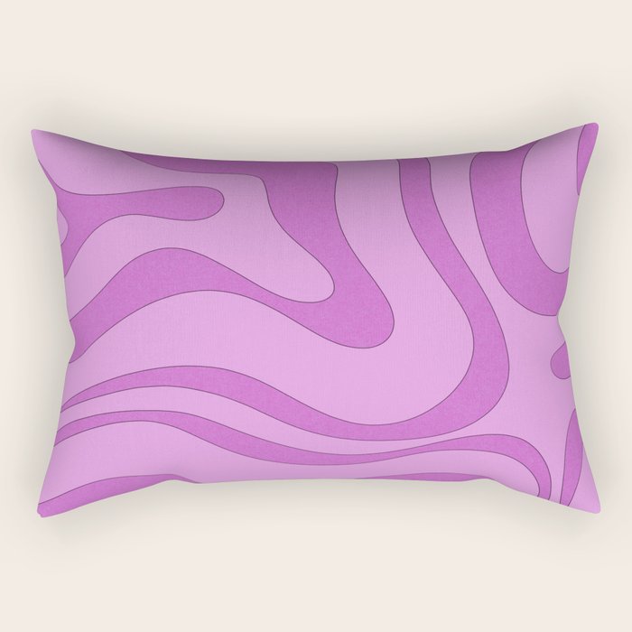 Modern Retro Liquid Swirl Funky Abstract Pattern in Danish Pastel Purple Rectangular Pillow Gallery Image 1