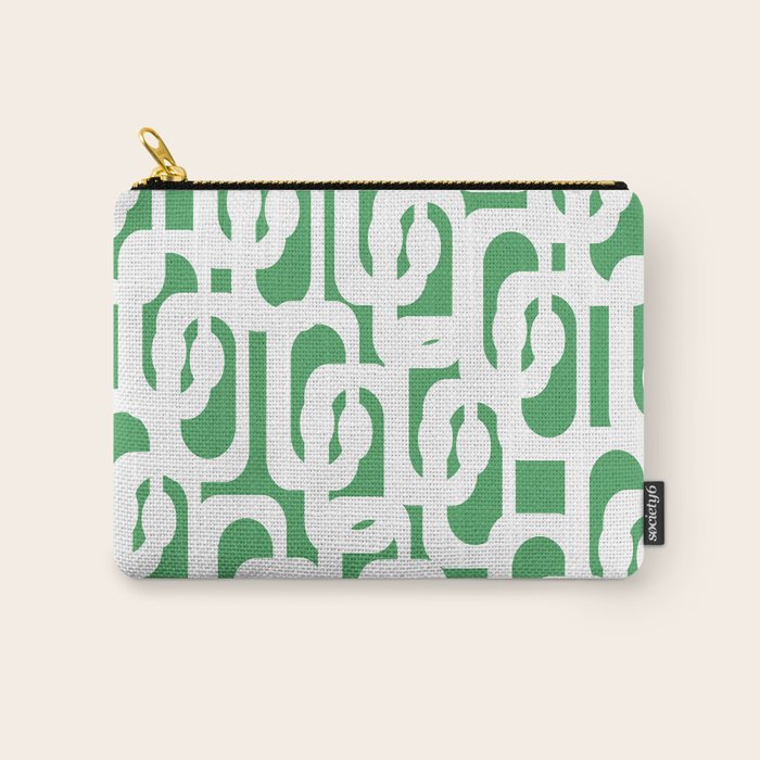 Mid Century Modern Loop Pattern Green and White Modernist Carry All Pouch Gallery Image 1