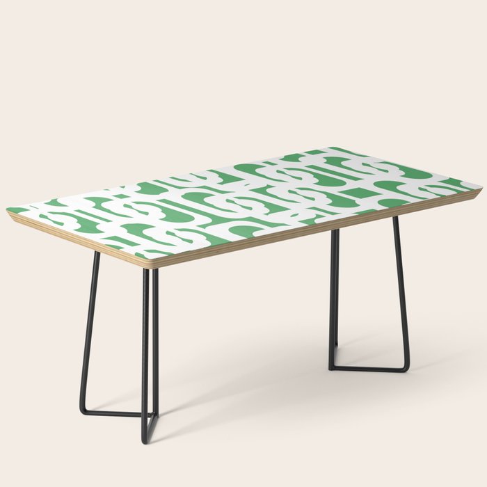 Mid Century Modern Loop Pattern Green and White Modernist Coffee Table Gallery Image 1