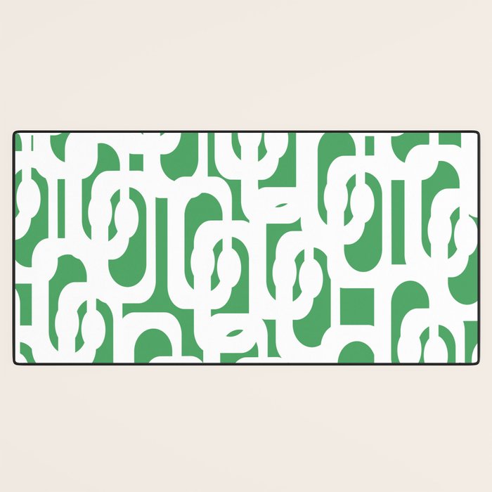 Mid Century Modern Loop Pattern Green and White Modernist Desk Mat Gallery Image 3