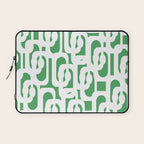 Mid Century Modern Loop Pattern Green and White Modernist Laptop Sleeve Gallery Image 1