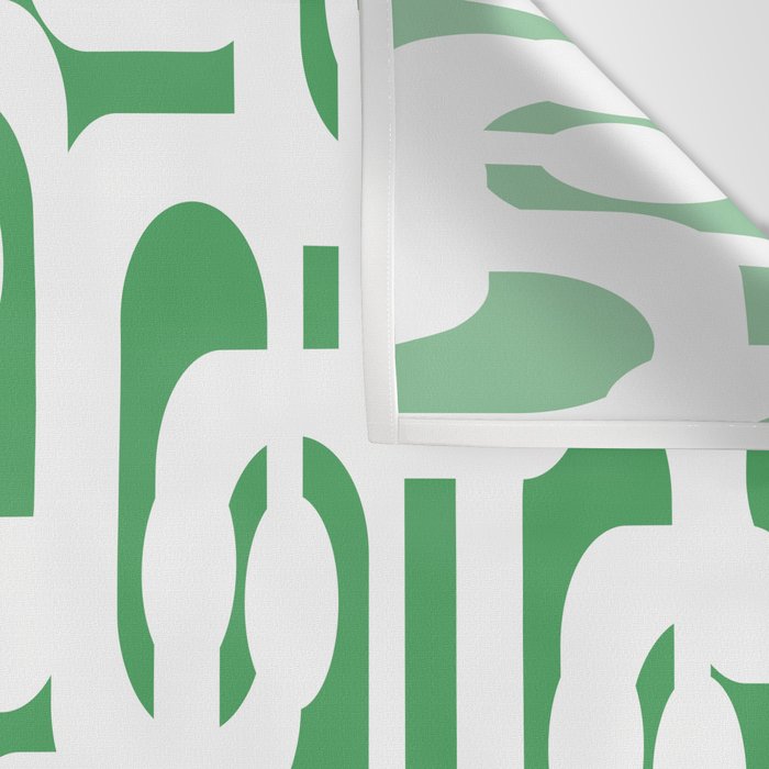 Mid Century Modern Loop Pattern Green and White Modernist Wall Tapestry Gallery Image 3