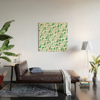 Mid Century Modern Loop Pattern Green and White Modernist Wood Wall Art Gallery Image 2