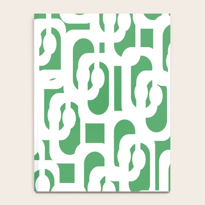 Mid Century Modern Loop Pattern Green and White Modernist Notebook Gallery Image 4