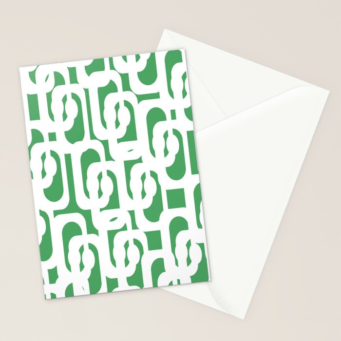 Mid Century Modern Loop Pattern Green and White Modernist Stationery Card Gallery Image 2