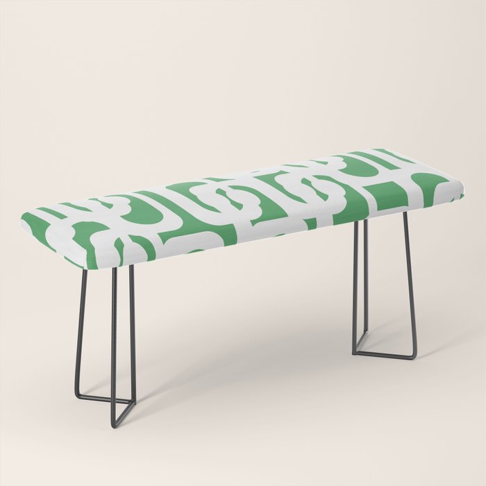 Mid Century Modern Loop Pattern Green and White Modernist Bench Gallery Image 1
