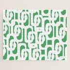 Mid Century Modern Loop Pattern Green and White Modernist Jigsaw Puzzle Gallery Image 1