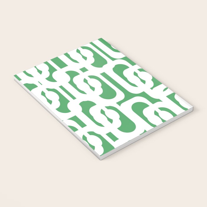 Mid Century Modern Loop Pattern Green and White Modernist Notebook Gallery Image 3